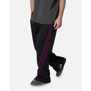 (B6)‎ MNML Mens Black Purple Side Stripe Ankle Zip Track Pants Large 32 34